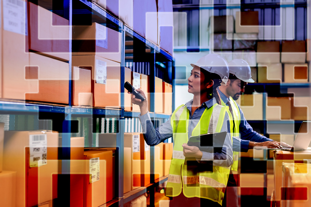 QR Code overlaying QR codes scanning in a warehouse